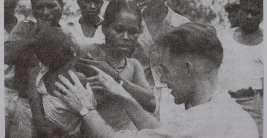 Leprosy doctor Dick Leiker examines a person affected by leprosy